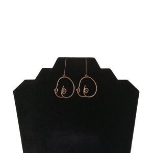 Gold Toned Abstract Women's Breast Lightweight Wire Metal Chest Dangle Earrings